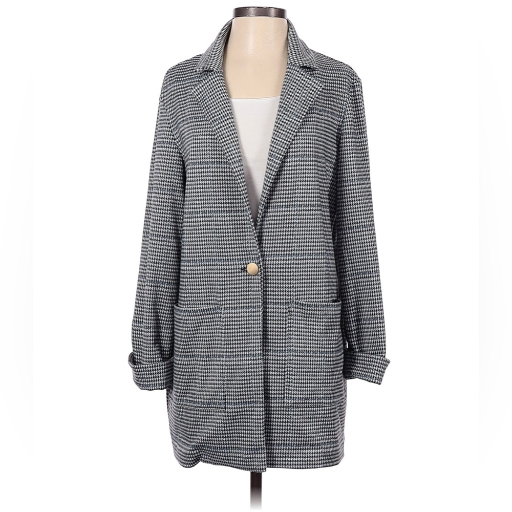 Anthropologie Sanctuary Houndstooth One-Button Blazer Long Size Small